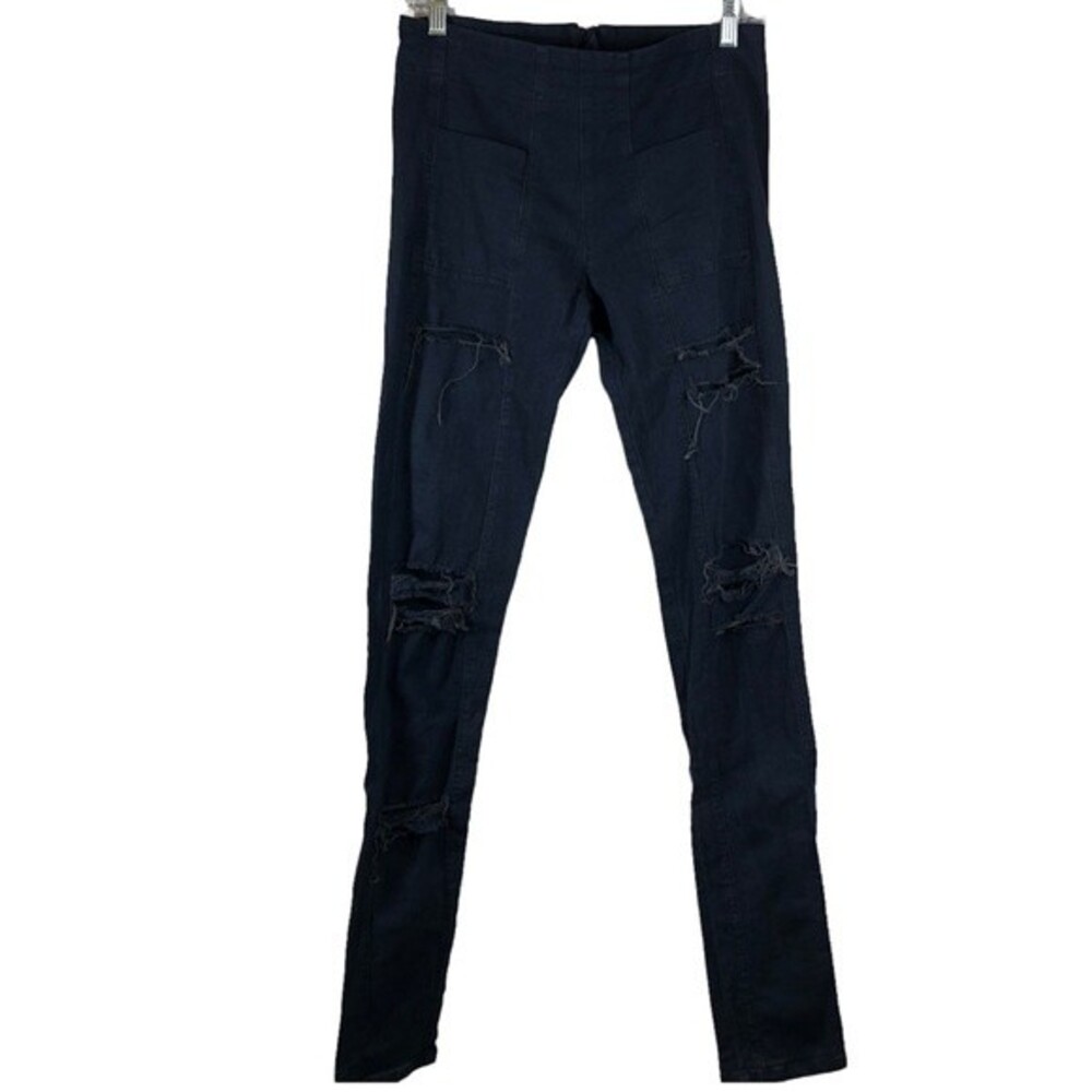 Prairie Underground Stretch Jeans High Rise Distressing Back Zipper Medium Long